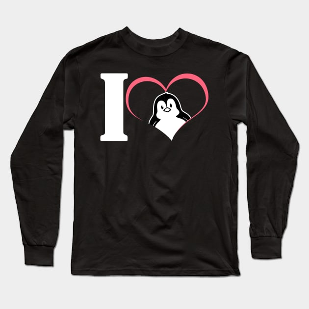 'I Love Penguins' Cute Penguin Seabird Gift Long Sleeve T-Shirt by ourwackyhome